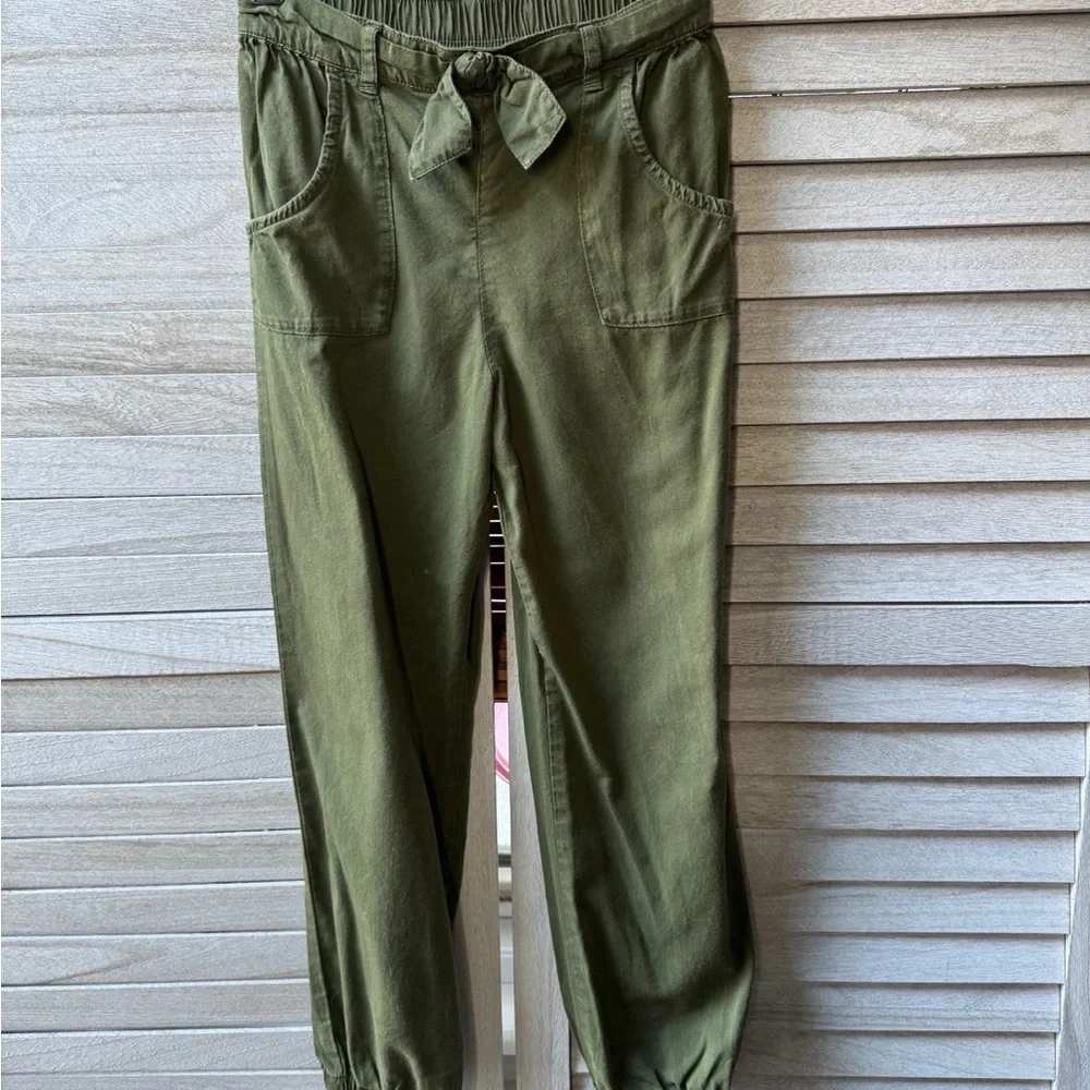 OshKosh B’gosh Olive Green Jogger Pants Girls 5T Utility Tie Waist Casual